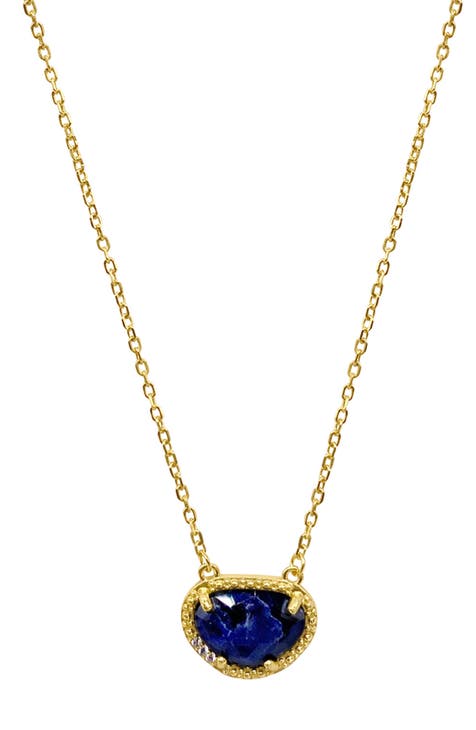 14K Yellow Gold Plated Sterling Silver Birthstone Pendant Necklace