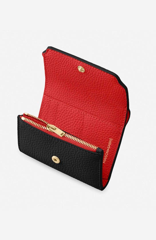 Shop Maison De Sabre Leather Trifold Wallet In Rouge Noir