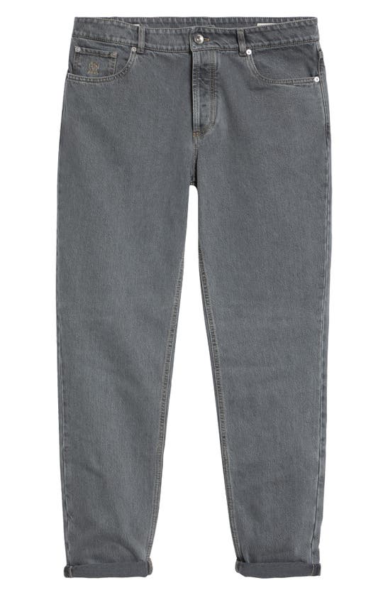 Shop Brunello Cucinelli Traditional Fit Button Fly Jeans In C8382 Med Grey