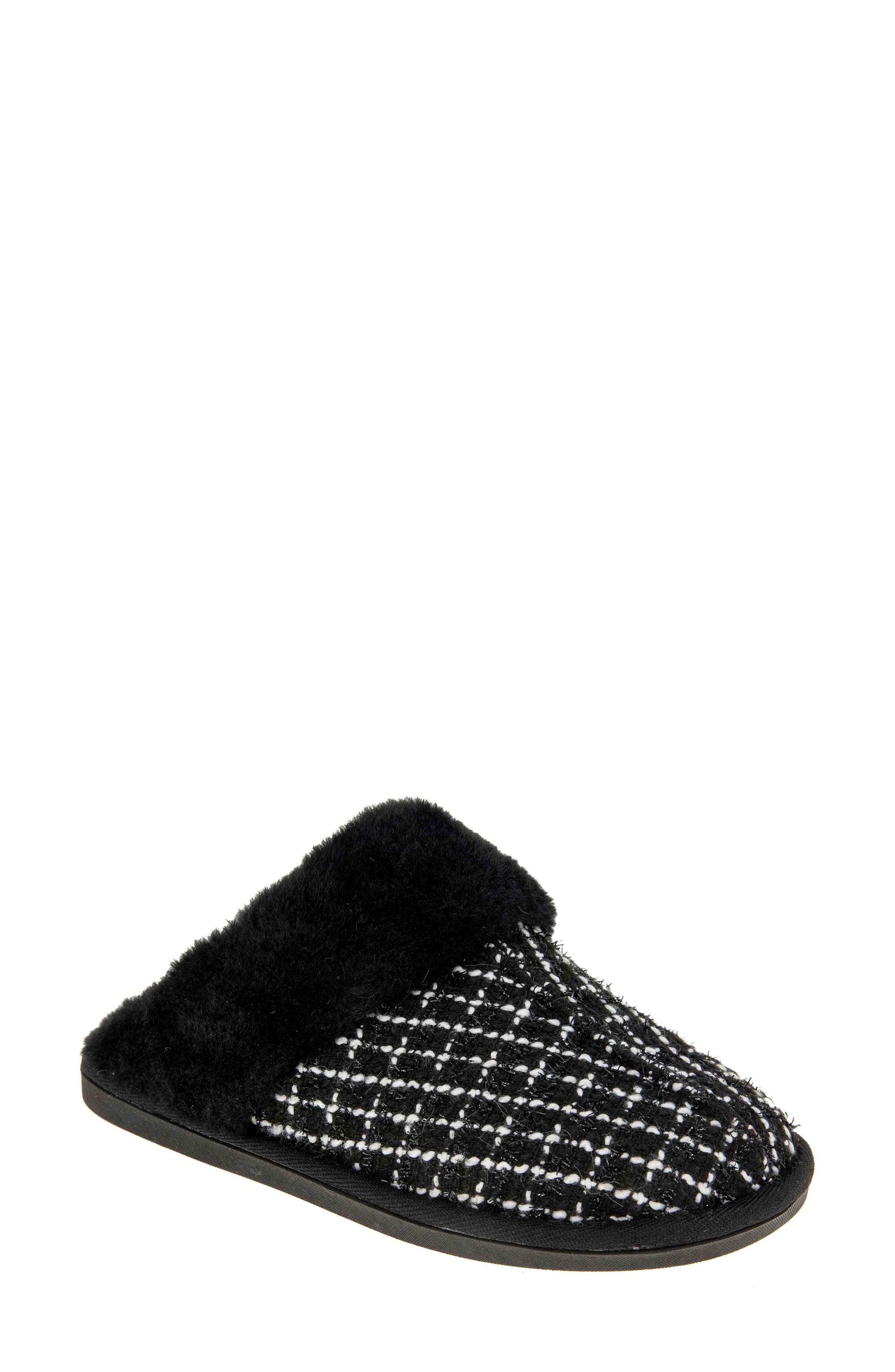 Ladies Isotoner Pillowstep Faux Fur Mule Slippers In Grey Leopard Fur 