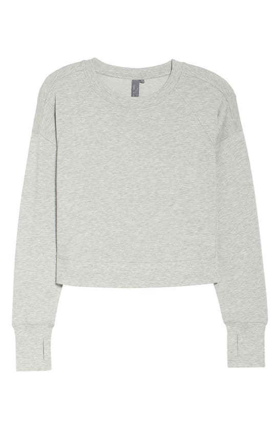 Sweaty Betty After Class Cotton Blend Crop Sweatshirt In Light Grey Marl
