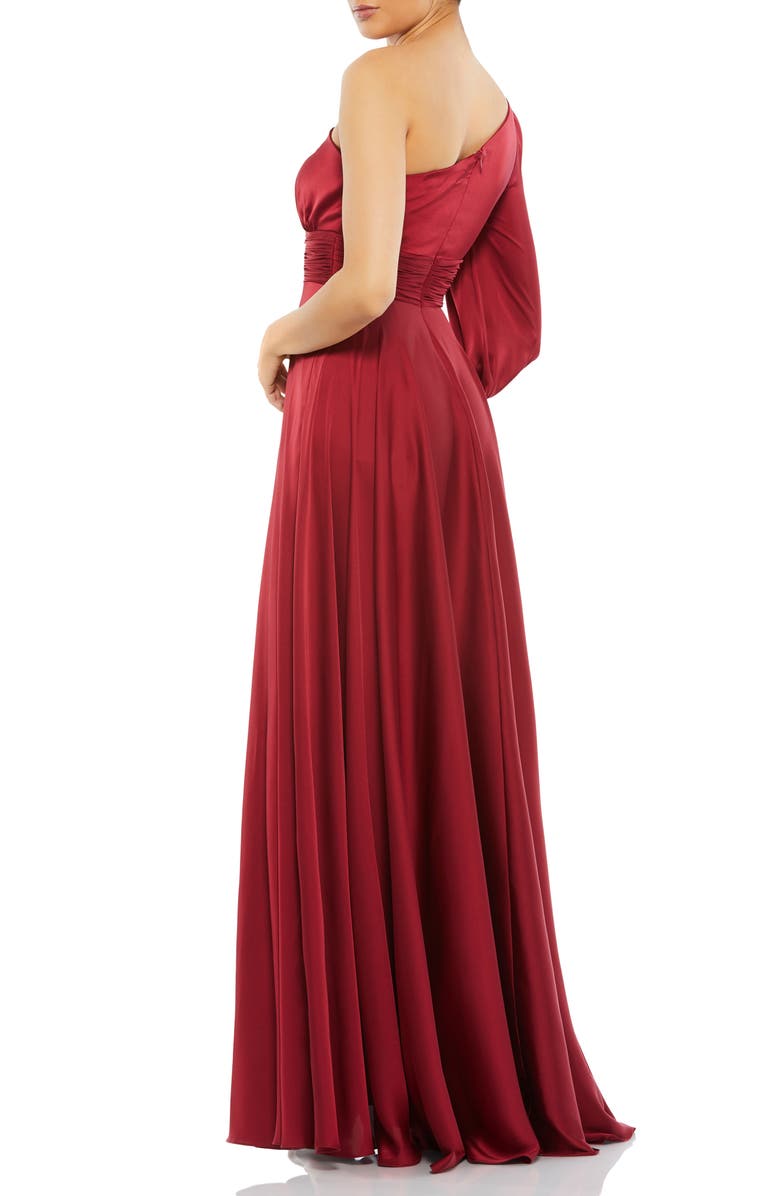 Mac Duggal One-Shoulder Long Sleeve Satin Gown | Nordstrom