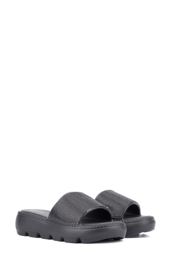 Olivia Miller Glitter Gaze Platform Slide Sandal In Black
