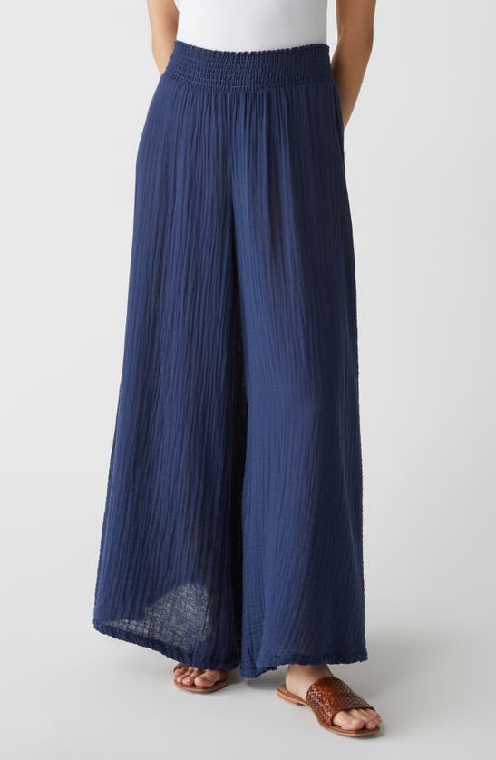 Michael Stars Simba Smocked Waist Wide Leg Pants In Nocturnal