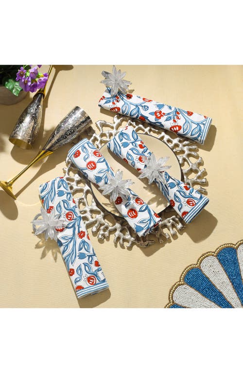 Tiramisu Chic Contrast Block Print Cotton Napkins In Blue/red