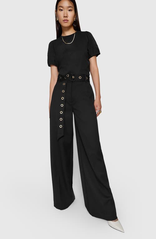 Shop Rebecca Minkoff Wool Blend Wide Leg Pants In True Black