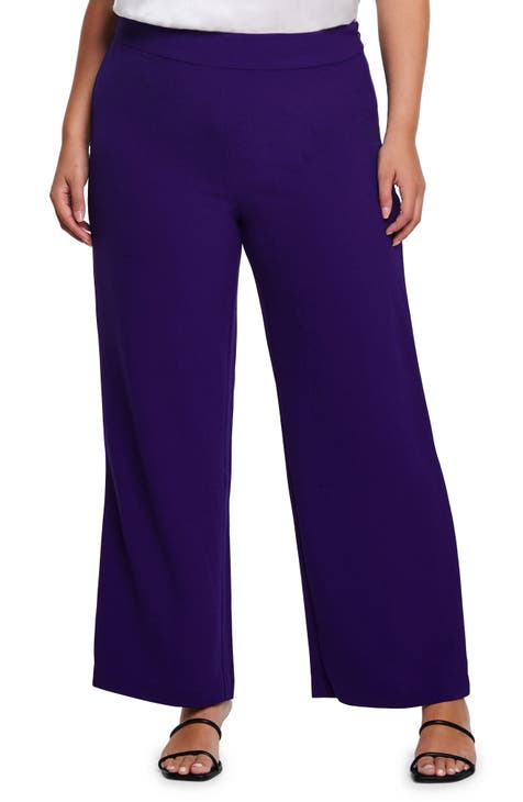Purple high waisted trousers Felt cute