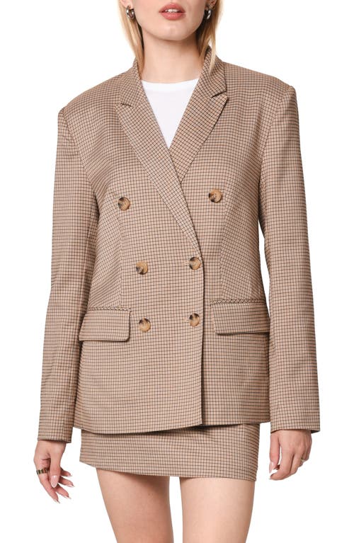 WAYF Newton Check Double Breasted Blazer in Brown Houndstooth