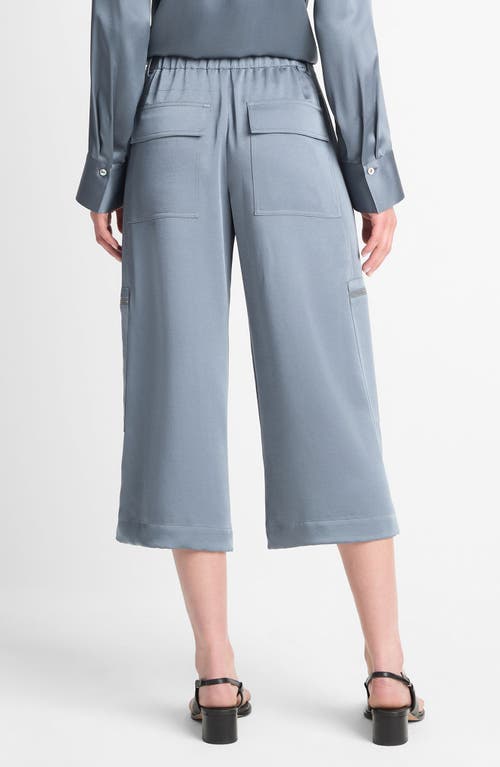 Shop Vince Satin Parachute Crop Wide Leg Pants In Lake Stone