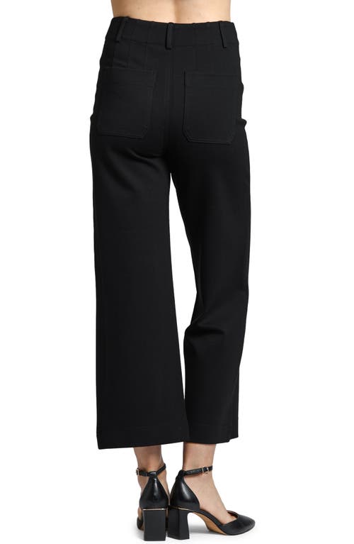 Apny Ponte Wide Leg Crop Pants In Black