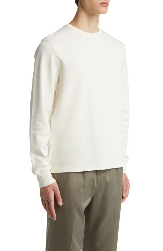 Shop Frame Duo Fold Long Sleeve Cotton T-shirt In White Sand