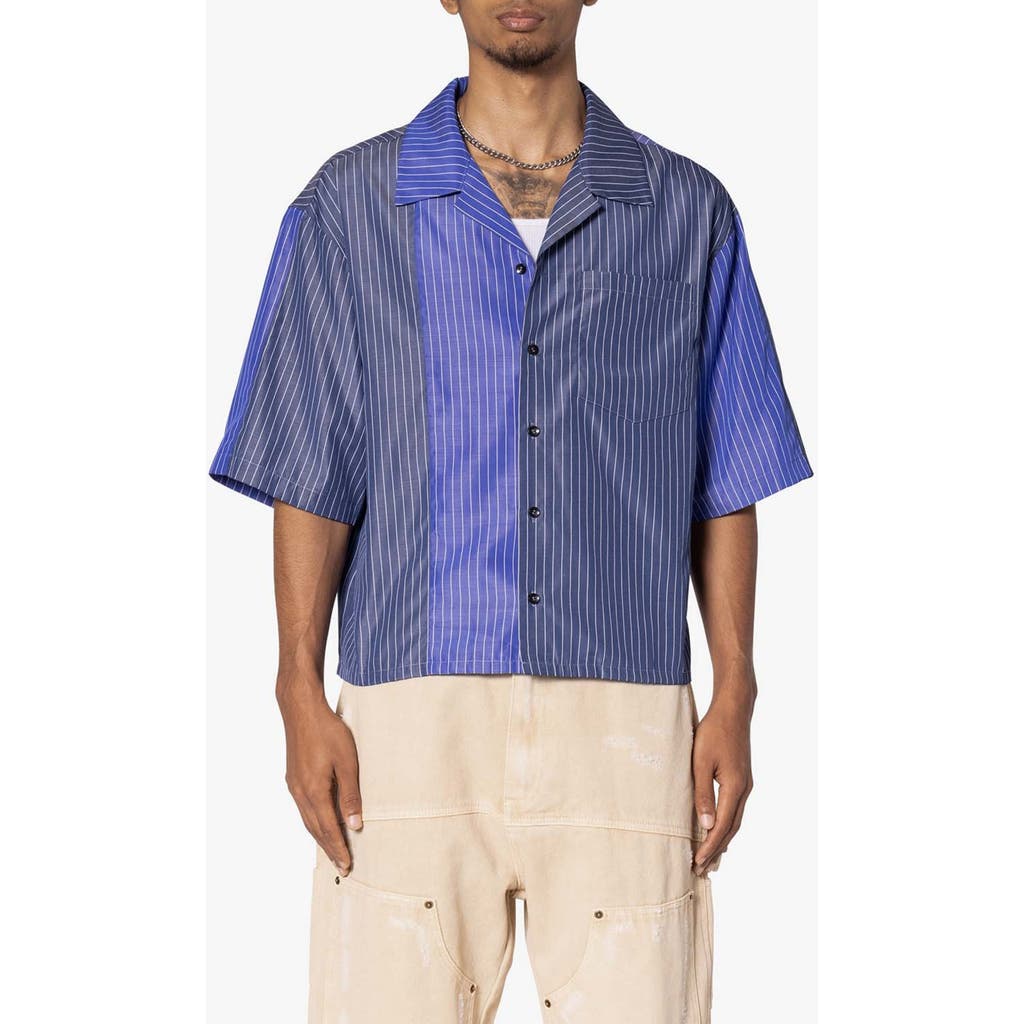 Mnml Colorblock Stripe Camp Shirt In Blue