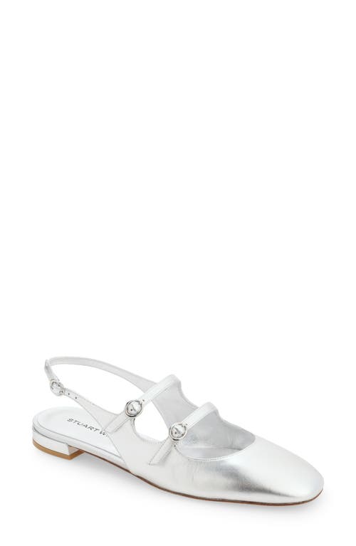 Shop Stuart Weitzman Benni Slingback Flat In Silver