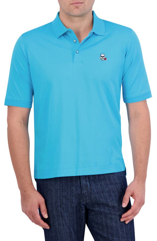 Shop Robert Graham The Player Solid Cotton Jersey Polo In Aqua