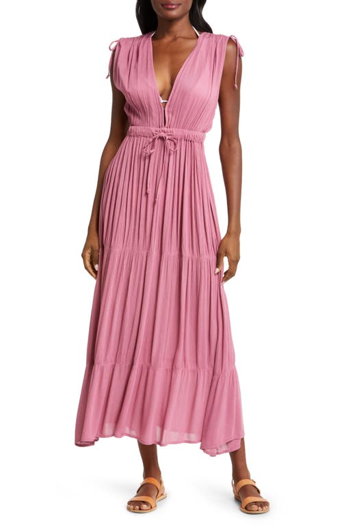 Ruched Tiered Cover-Up Maxi Dress in Violet