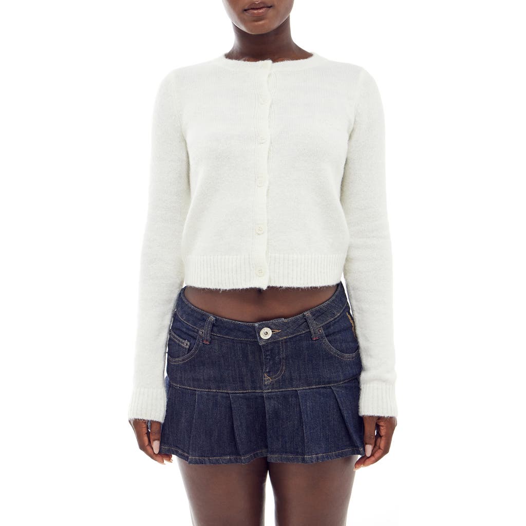 BDG Urban Outfitters Cozy Crewneck Cardigan in Ecru