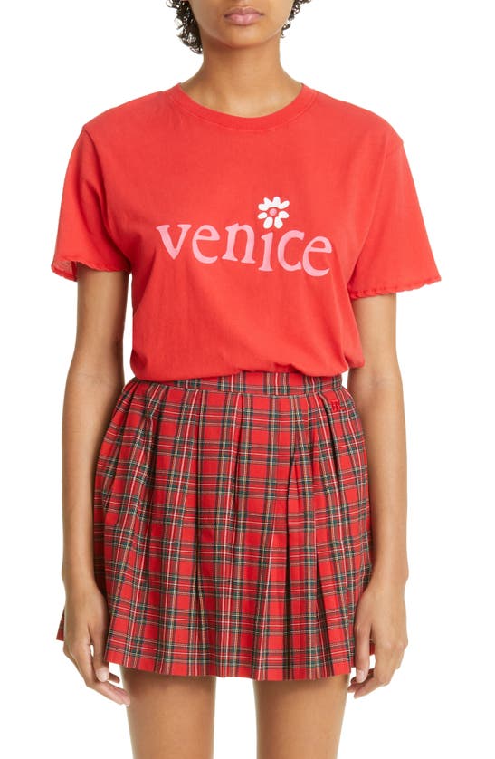 Erl Gender Inclusive Venice Graphic Tee In Red