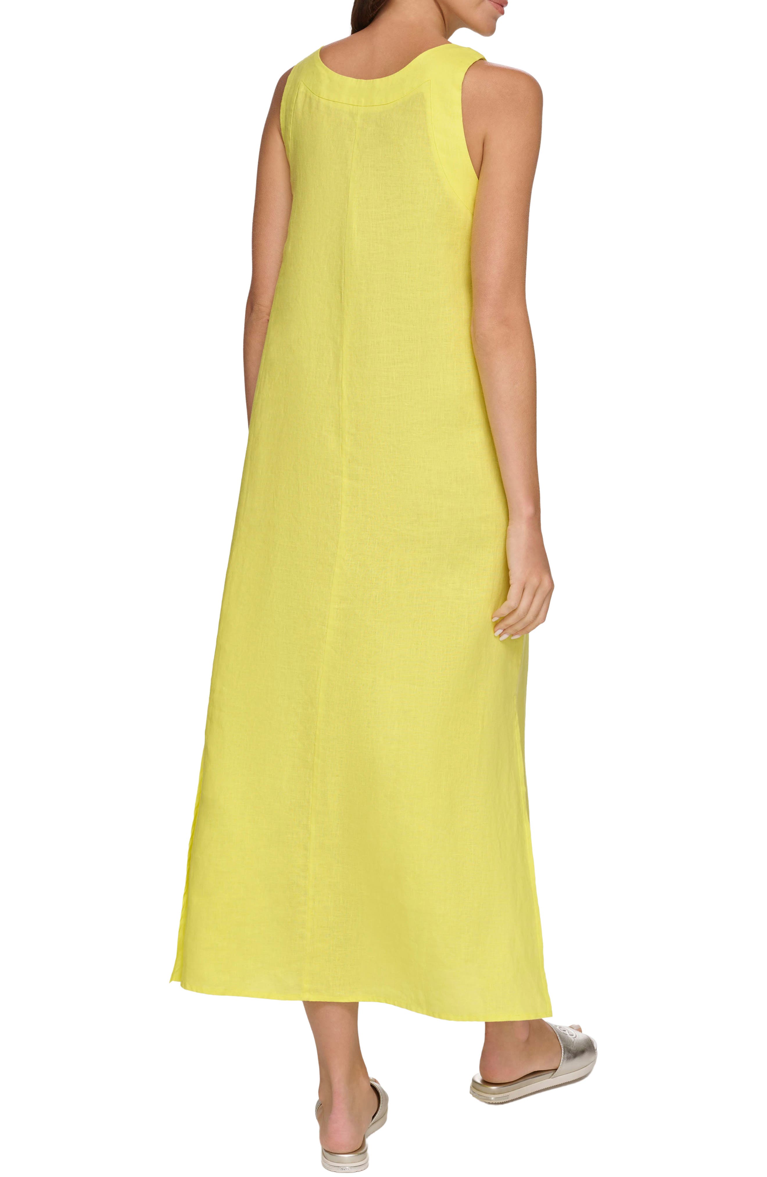 knee length dresses for ladies Frayed Linen Maxi Dress | A-Line Dress