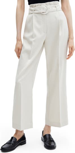 MANGO Belted Paperbag Waist Wide Leg Trousers