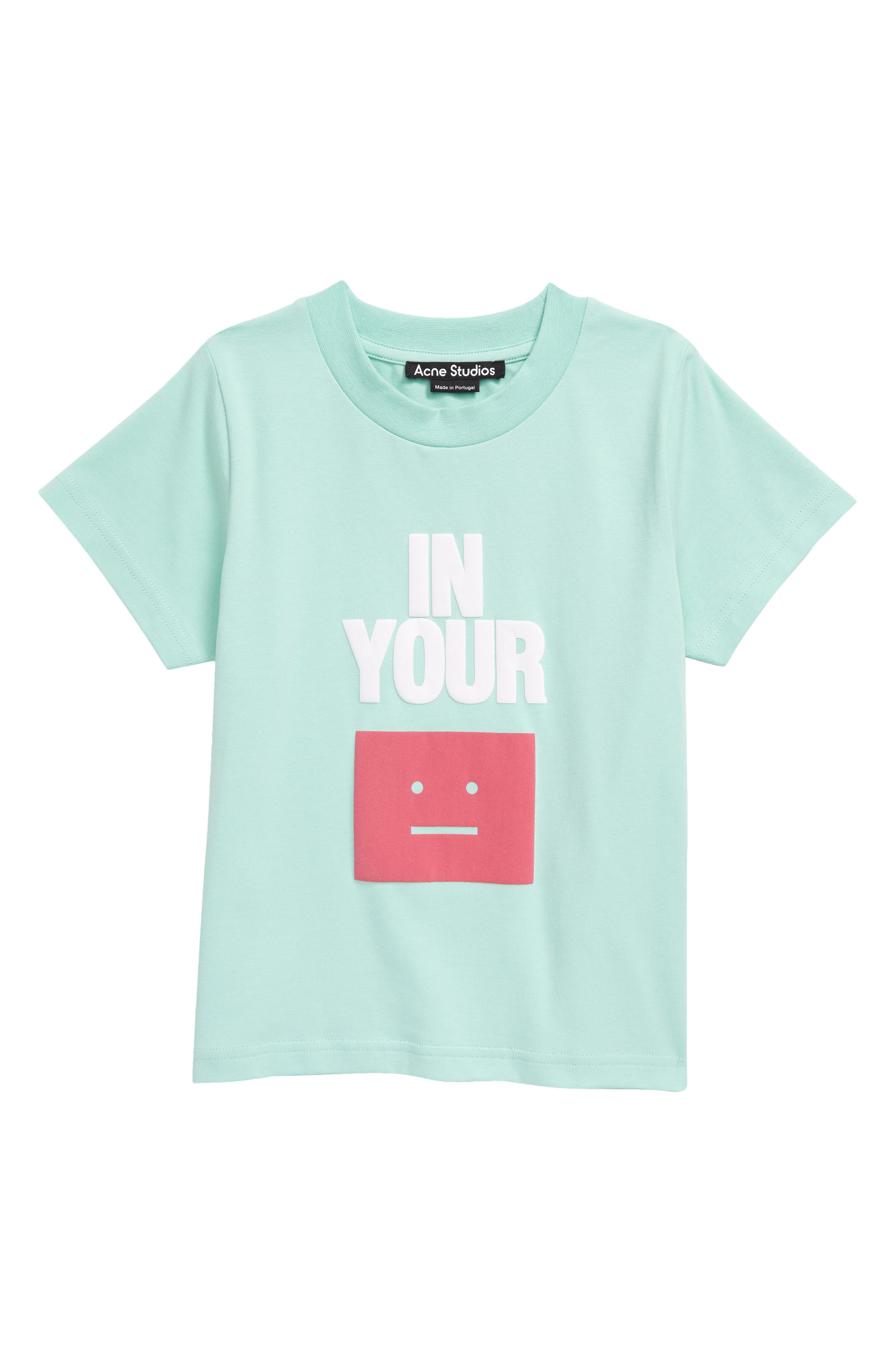 Acne Studios Kids' Nash Face Graphic Tee in Soft Green at Nordstrom, Size 6-8Y Us