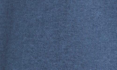 Vince Bi-color Rib Johnny Collar Long Sleeve Polo In Blue