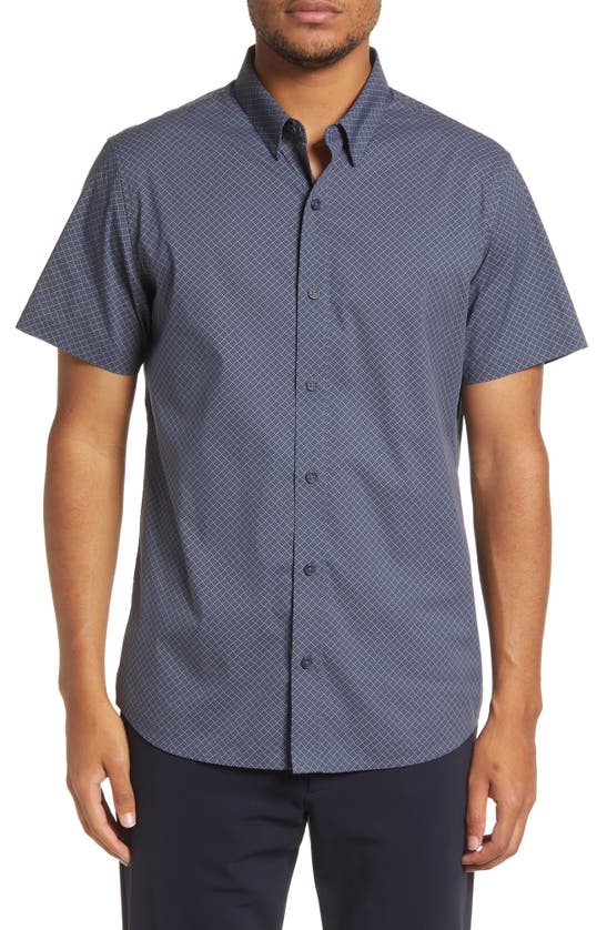 Travismathew Annual Champ Cotton Blend Button-up Shirt In Heather Blue Nights