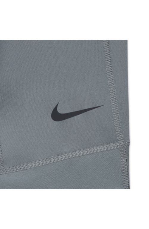 Shop Nike Kids' Pro Dri-fit 3/4 Workout Tights In Smoke Grey/grey/black