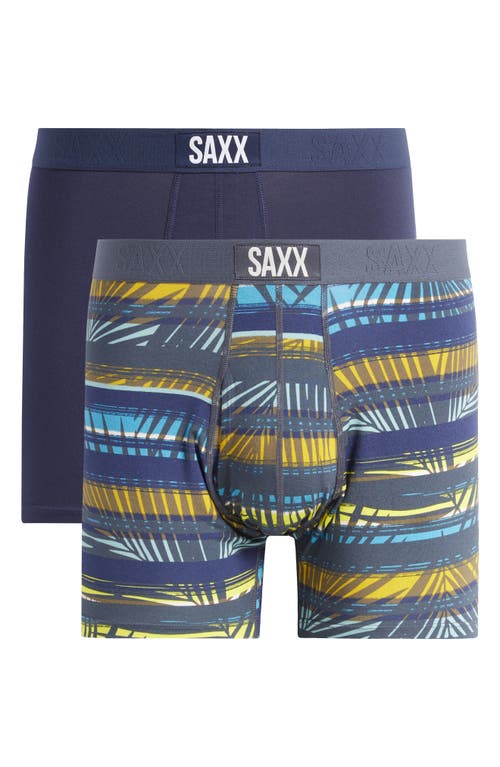 Saxx Ultra Super Soft 2-pack Relaxed Fit Boxer Briefs In Shade Stripe/navy