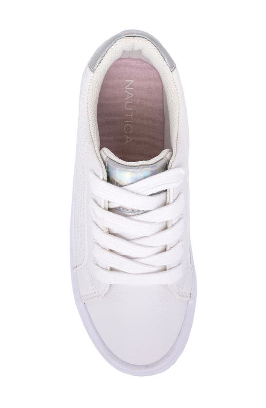 Shop Nautica Kids' Platform Sneaker In White Iridescent