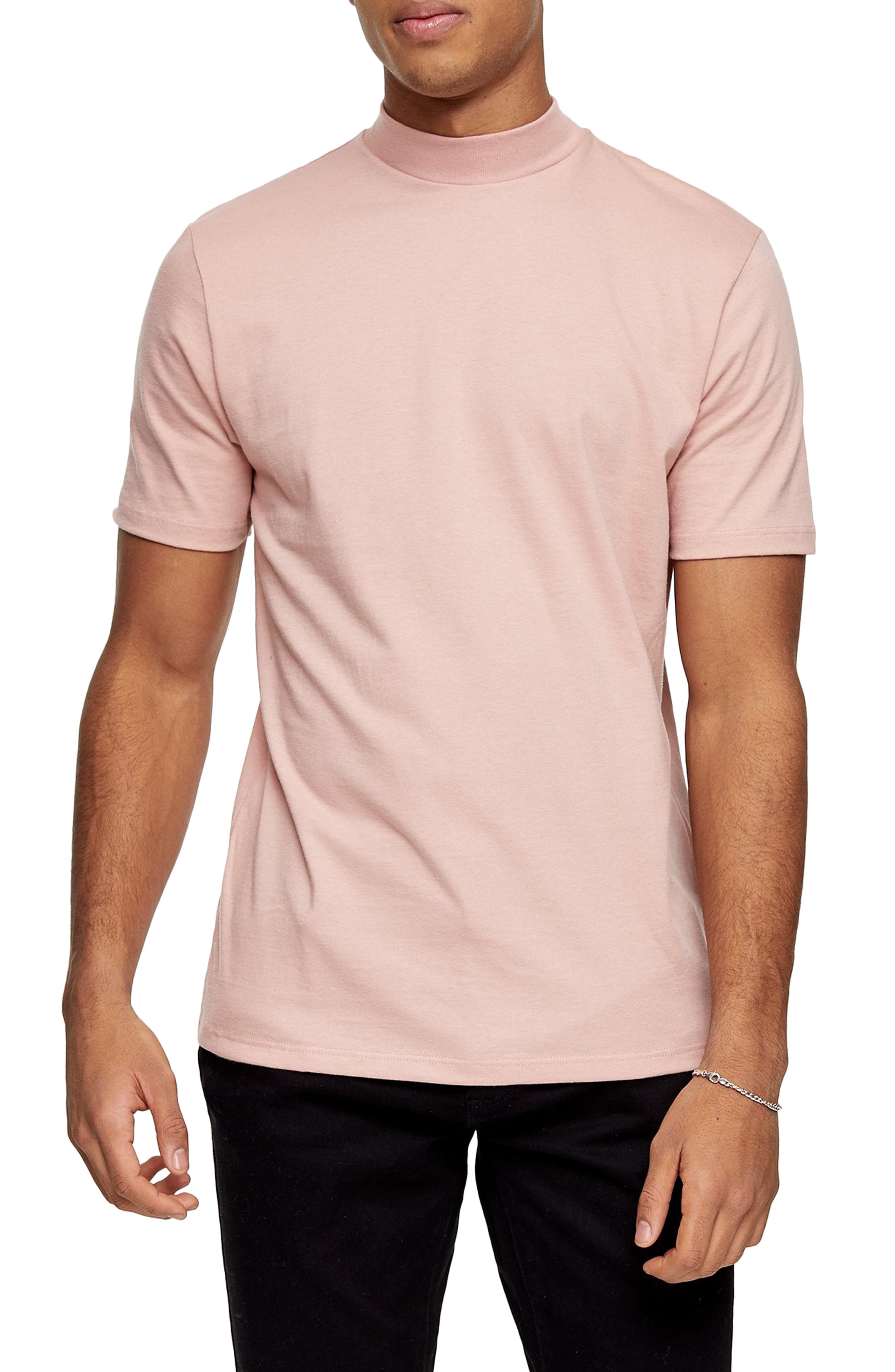 Topman Mock Neck T-shirt In Pink | ModeSens