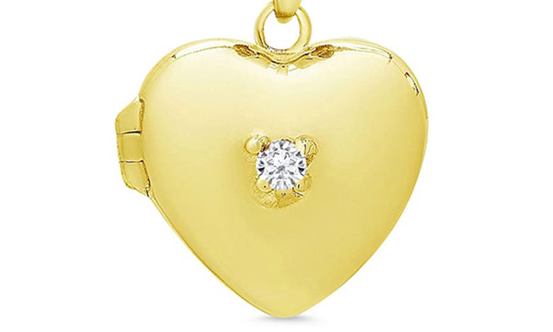 Shop Lily Nily Kids' Cubic Zirconia Heart Locket Necklace In Gold