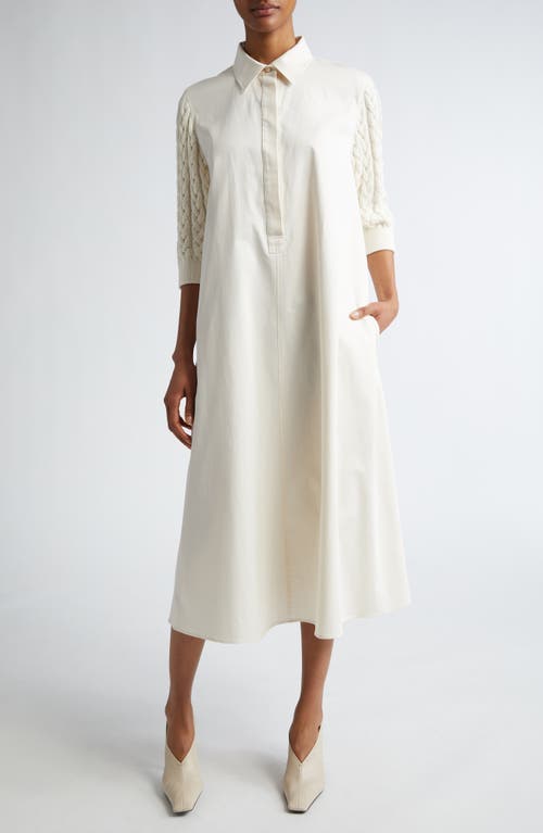 Max Mara Armonia Mixed Media A-Line Dress Vanilla at Nordstrom,