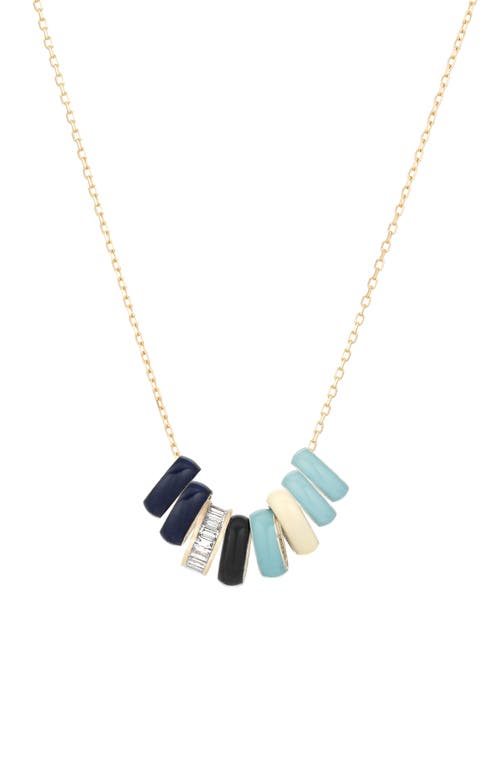 Shop Adina Reyter Baguette Diamond Necklace In Gold/blue Multi