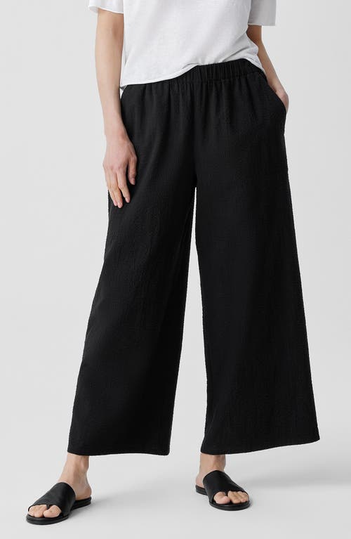 Eileen Fisher Organic Cotton Ankle Wide Leg Pants In Black