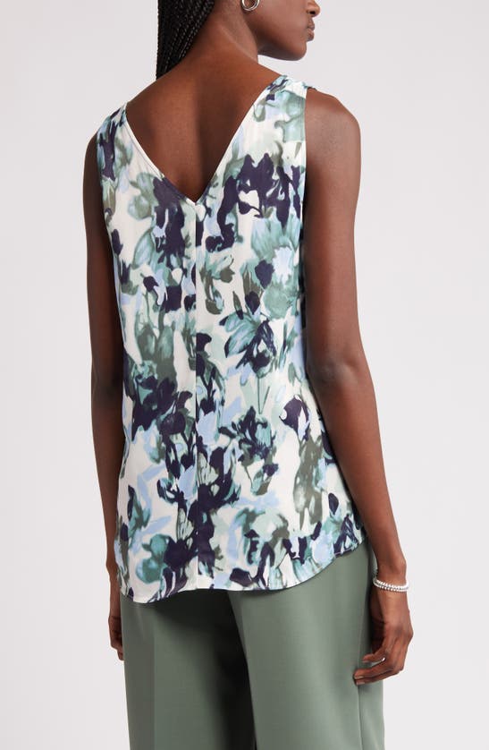 Shop Nordstrom Double V-neck Tank In Ivory- Green Palo Blooms
