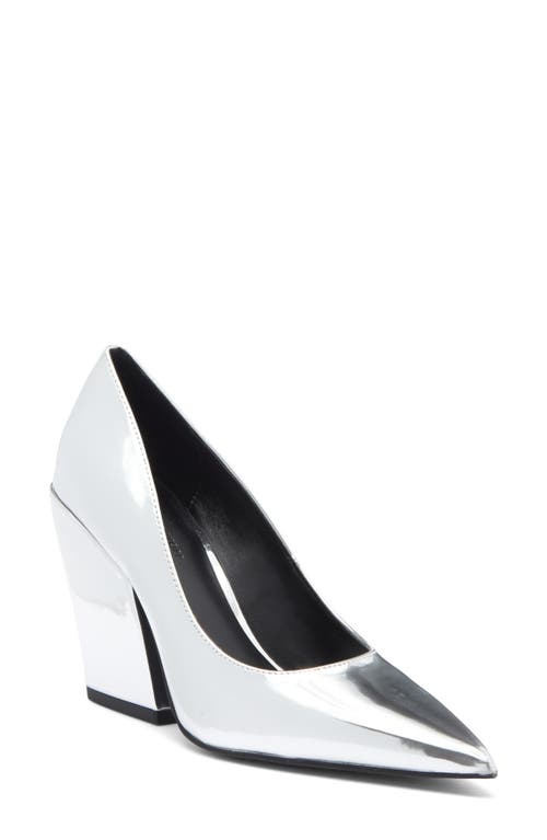 Shop Rebecca Minkoff West Pointed Toe Pump In Silver