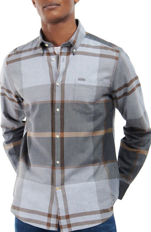 Barbour Dunoon Tailored Fit Plaid Button-Down Shirt in Greystone