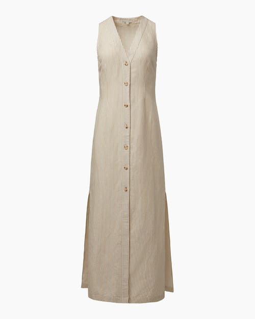 Onia Air Linen Button Down Maxi In Jute/white