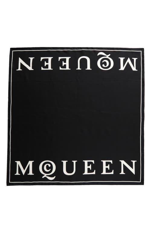 Shop Alexander Mcqueen Logo Square Silk Scarf In Black/ivory