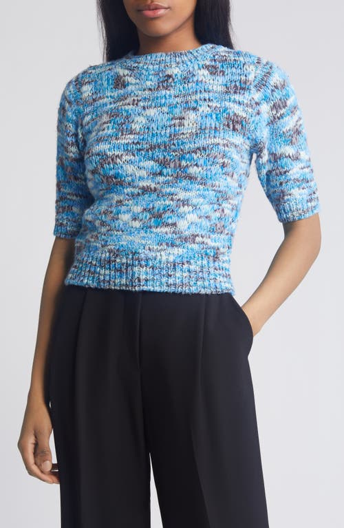 Maddi Marled Puff Sleeve Sweater in Mazarine Blue Detail