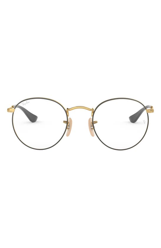 Shop Ray Ban Ray-ban 50mm Round Optical Glasses In Gold Black