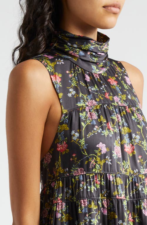 Shop Cinq À Sept Giselle Floral Sleeveless Tiered Babydoll Dress In Black Multi