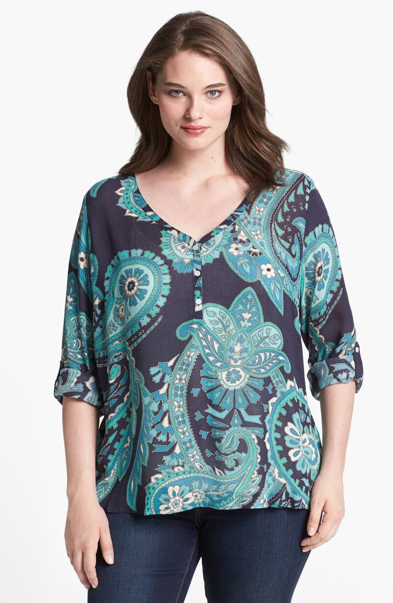 Lucky Brand 'Kashmere' Paisley Peasant Top (Plus Size) | Nordstrom