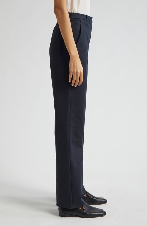 Emporio Armani Cotton Couture Flare Pants In Solid Blue Navy
