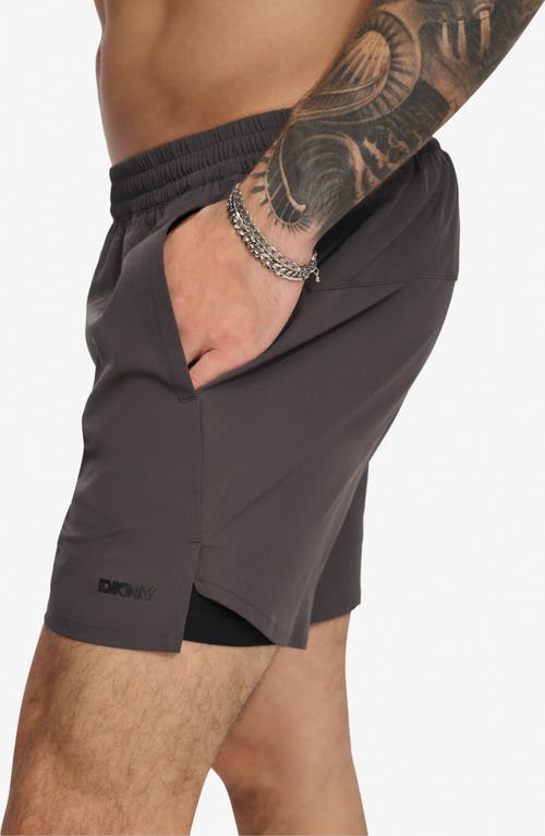 Dkny Hybrid Volley Swim Trunks In Charcoal