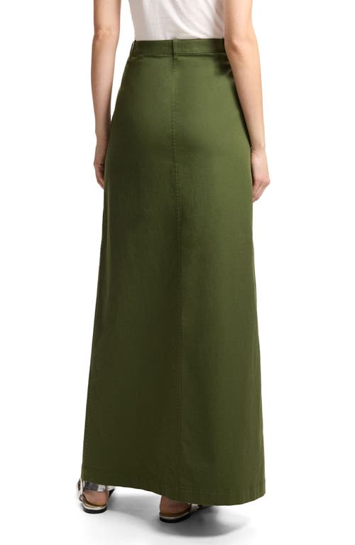 Shop Theory A-line Cotton Maxi Skirt In Dark Olive - F5j