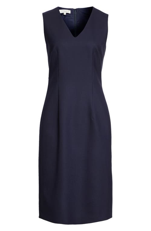 Lafayette 148 New York Stretch Wool V-neck Sheath Dress In Ink
