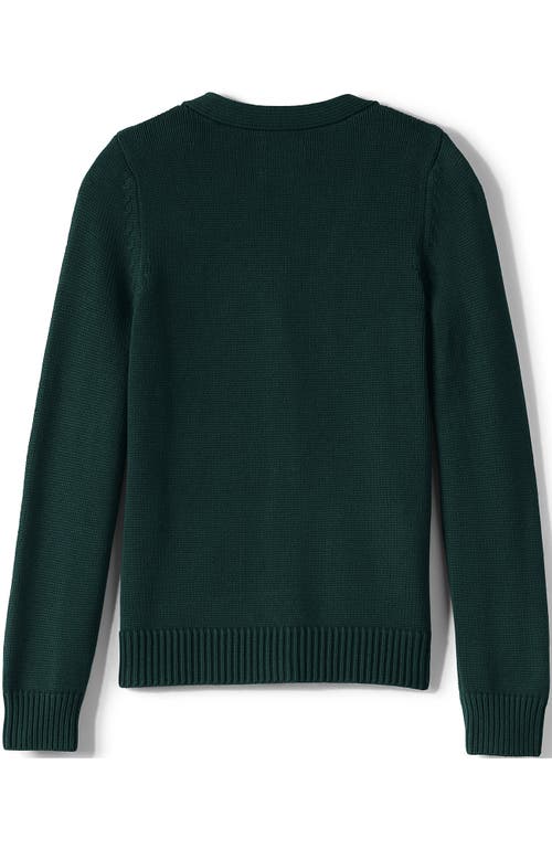 Lands' End School Uniform Girls Cotton Modal Button Front Cardigan Sweater In Evergreen