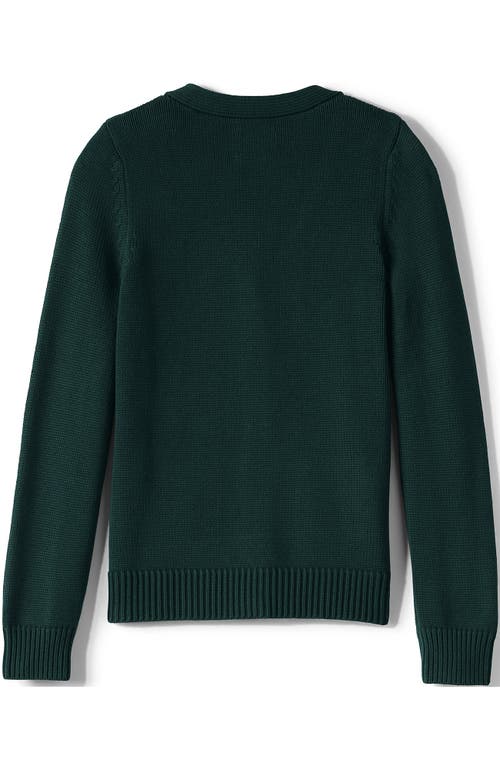 Shop Lands' End School Uniform Girls Cotton Modal Button Front Cardigan Sweater In Evergreen