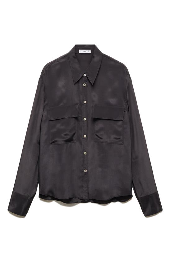 Shop Mango Massima Button-up Shirt In Black